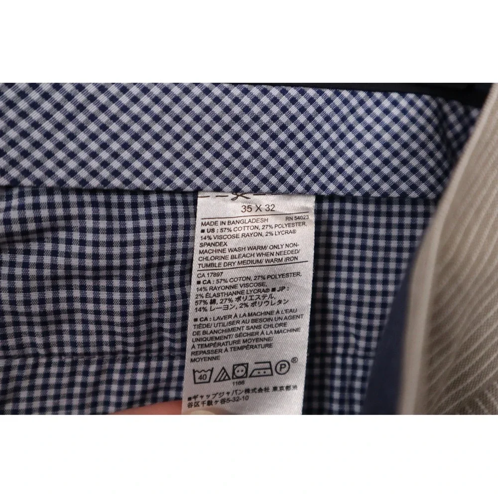 Banana Republic Aiden Pant Mens 35x32 Tan Pinstripe Slim Fit Chino Trousers 1042